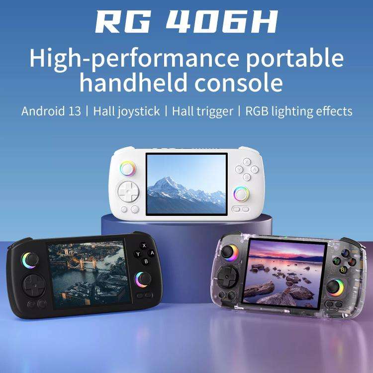 ANBERNIC RG406H Wireless HD Touch Screen Handheld Game Console, Memory: Standard+128G(Black)