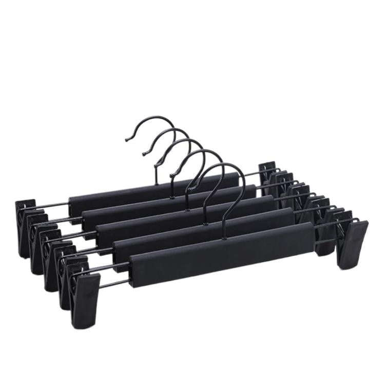 5pcs /Pack Retractable Nano Pants Hanger Seamless Trouser Clip For Skirt Dress Slacks(Black)