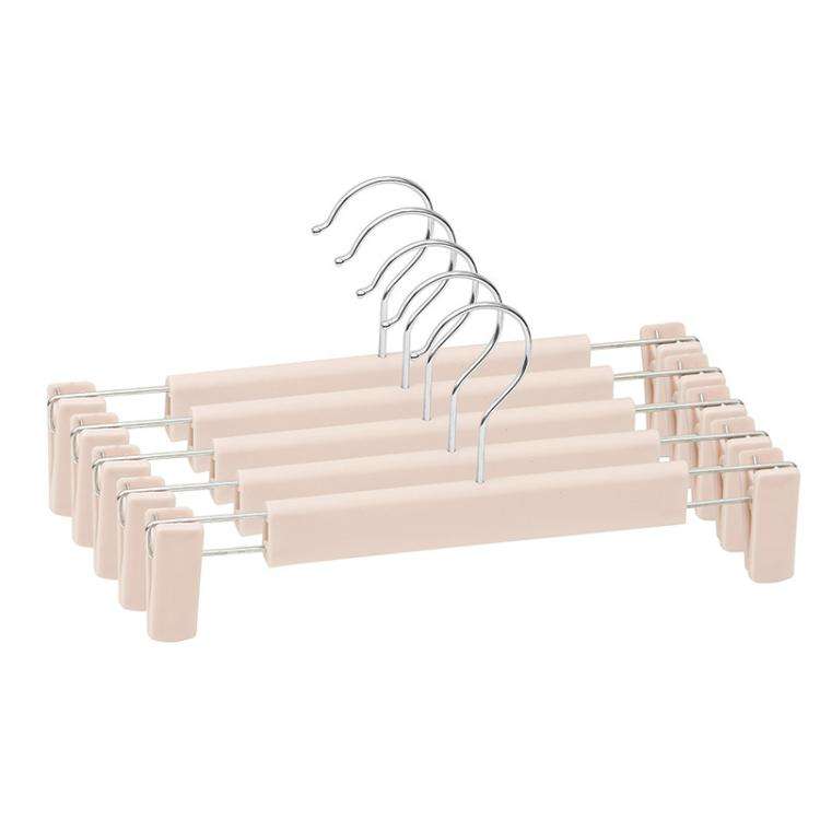 5pcs /Pack Retractable Nano Pants Hanger Seamless Trouser Clip For Skirt Dress Slacks(Beige)