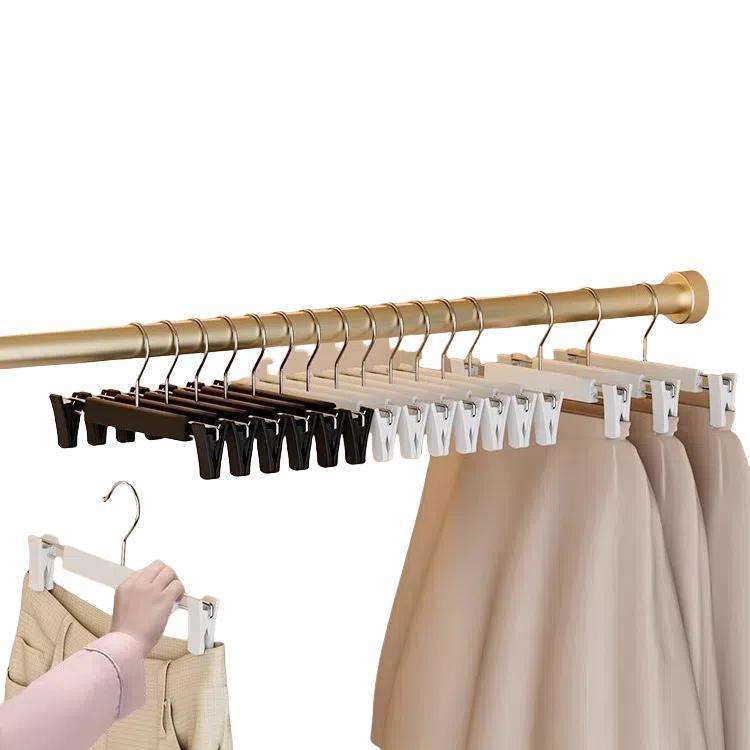 5pcs /Pack Retractable Nano Pants Hanger Seamless Trouser Clip For Skirt Dress Slacks(Black)