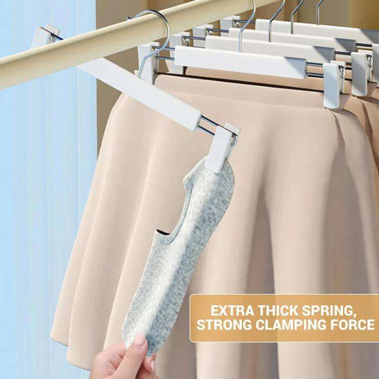5pcs /Pack Retractable Nano Pants Hanger Seamless Trouser Clip For Skirt Dress Slacks(Beige)