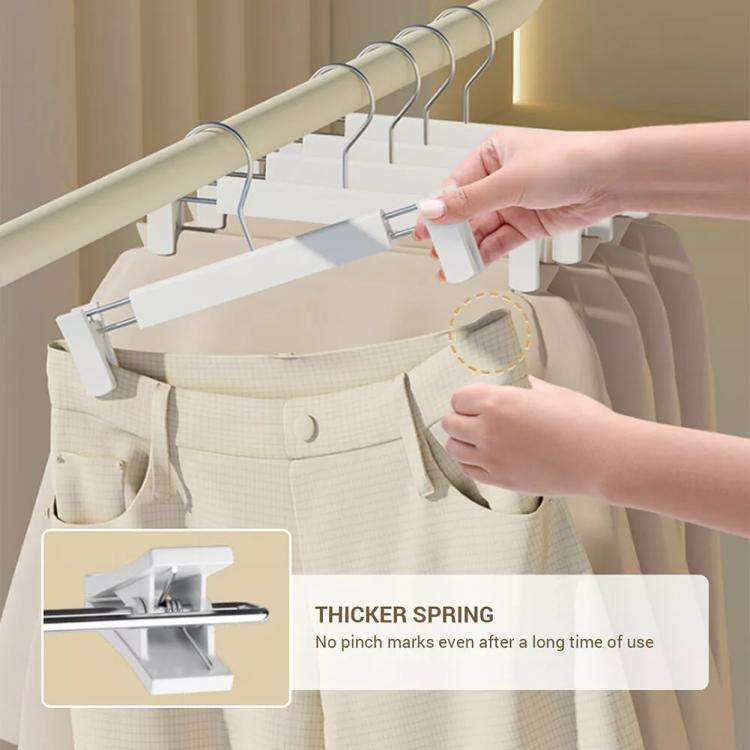 5pcs /Pack Retractable Nano Pants Hanger Seamless Trouser Clip For Skirt Dress Slacks(Beige)