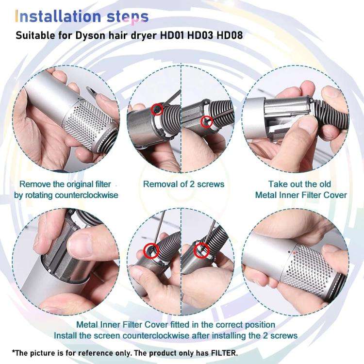 For Dyson HD03 / HD08 / HD15 Hair Dryer Metal Inner Filter Screwdriver Set Repair Parts