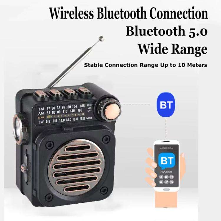 PuXing M8BT Mini Multi-band FM / AM / SW Radio with LED Flashlight