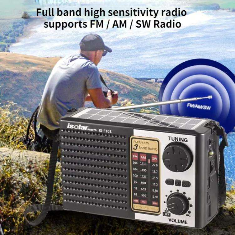 Isolariearth IS-F10S Solar Powered Full-Band FM / AM / SW Radio Bluetooth Speaker with Flashlight