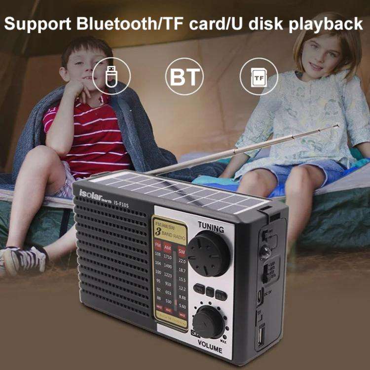Isolariearth IS-F10S Solar Powered Full-Band FM / AM / SW Radio Bluetooth Speaker with Flashlight