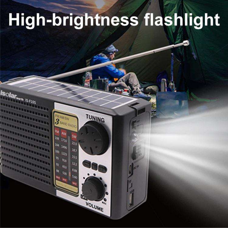 Isolariearth IS-F10S Solar Powered Full-Band FM / AM / SW Radio Bluetooth Speaker with Flashlight