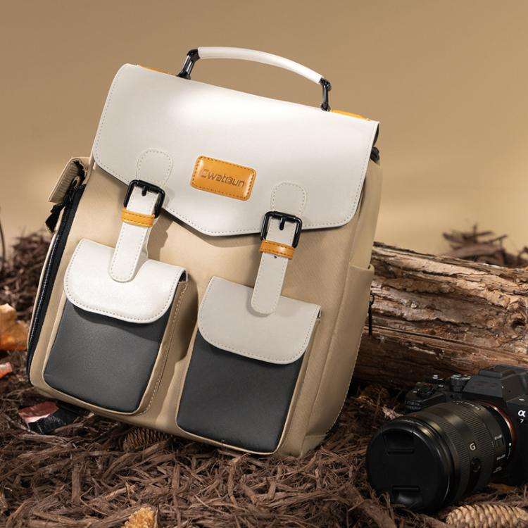 Cwatcun D171 Small Large Capacity DSLR Camera Storage Bag Casual Double Shoulder Load Reducing Br...