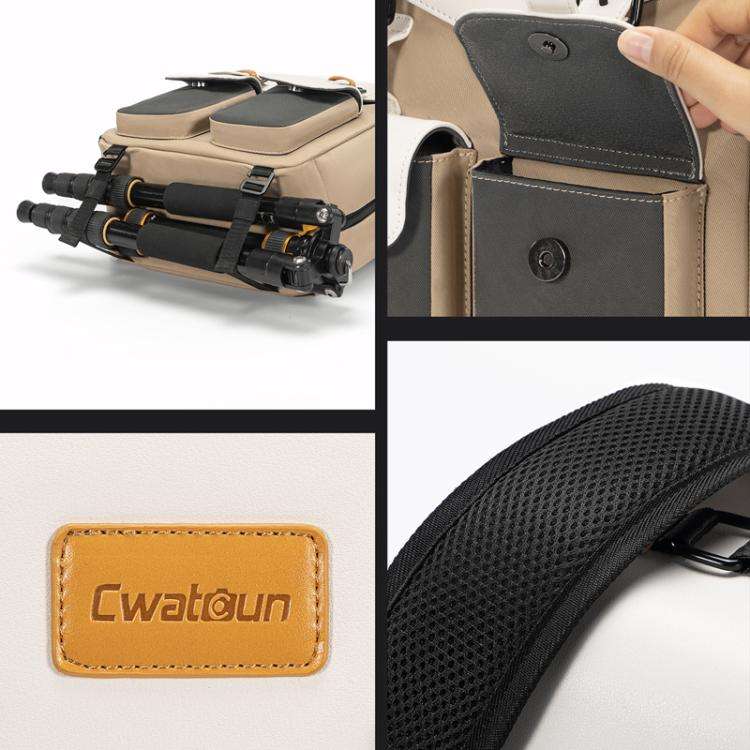 Cwatcun D171 Small Large Capacity DSLR Camera Storage Bag Casual Double Shoulder Load Reducing Br...