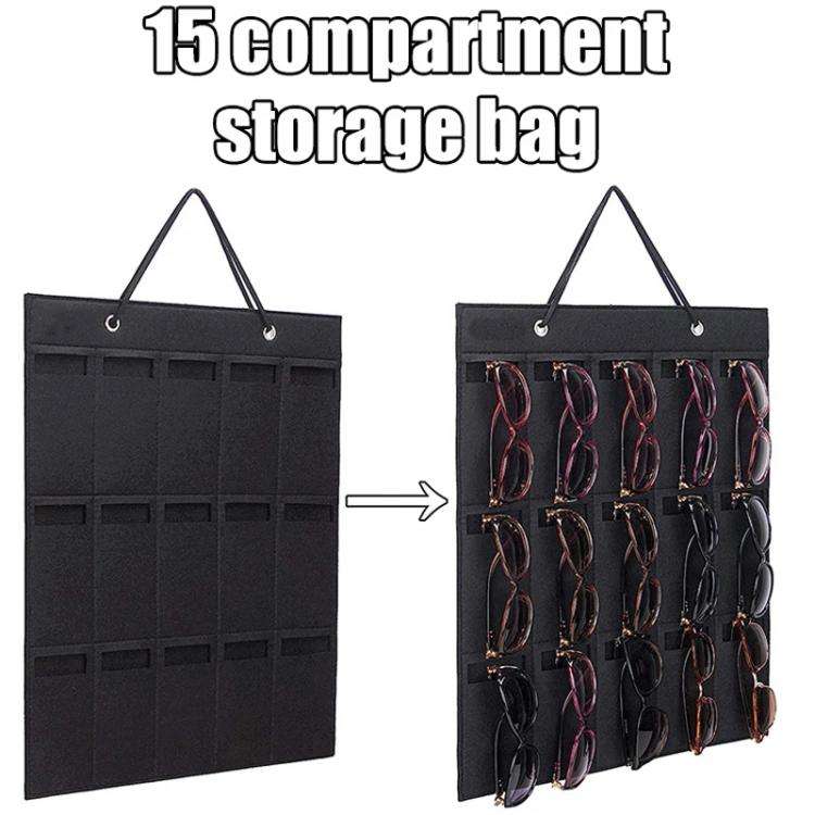 Felt Eyeglasses Storage Bag Sunglasses Storage Hanging Bag Behind Door Multi-Compartment Organize...