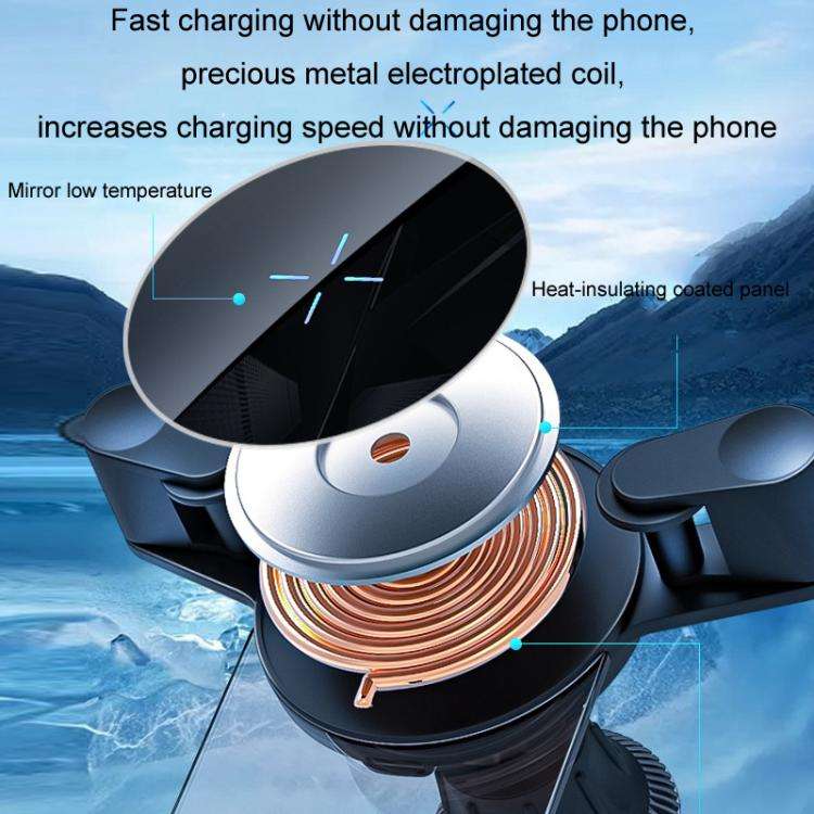 15W Mobile Phones Snap-on Car Wireless Charging Holder(Black)