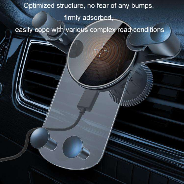 15W Mobile Phones Snap-on Car Wireless Charging Holder(Black)