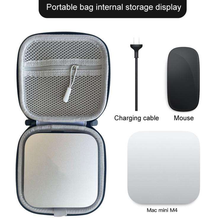 For Mac Mini M4 Storage Bag Computer Host Portable Protective Hard Case Storage Case(Black)
