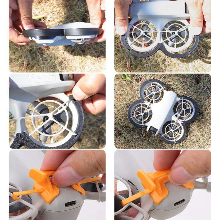 For DJI Neo CQT Impact Protection Cover + Bumper + Folding Stand + Tail Wing 4 In 1 Set(Gray)