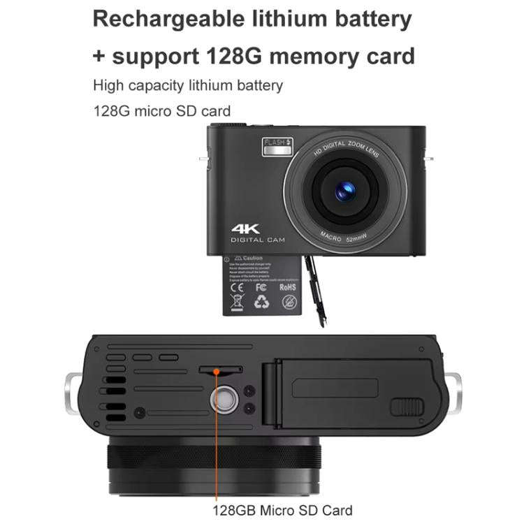 4K HD Touch Screen Digital Micro SLR Camera MP3 DSLR Camcorder 64MP Anti-Shake Vlogging Video Cam...