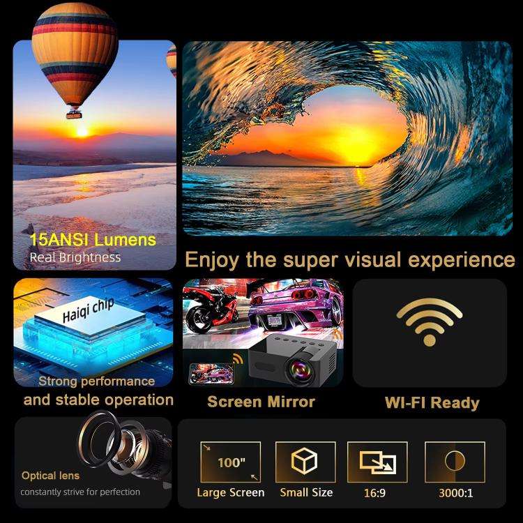YT100 Suppor 1080P Mini Portable Projector WiFi Wireless Mirroring For IOS Android Smartphone(White)