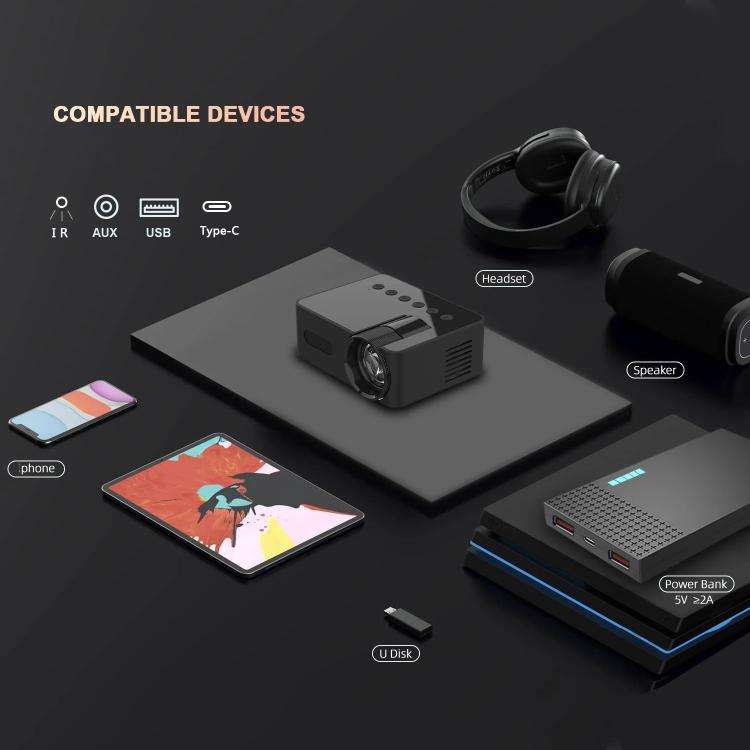 YT100 Suppor 1080P Mini Portable Projector WiFi Wireless Mirroring For IOS Android Smartphone(White)