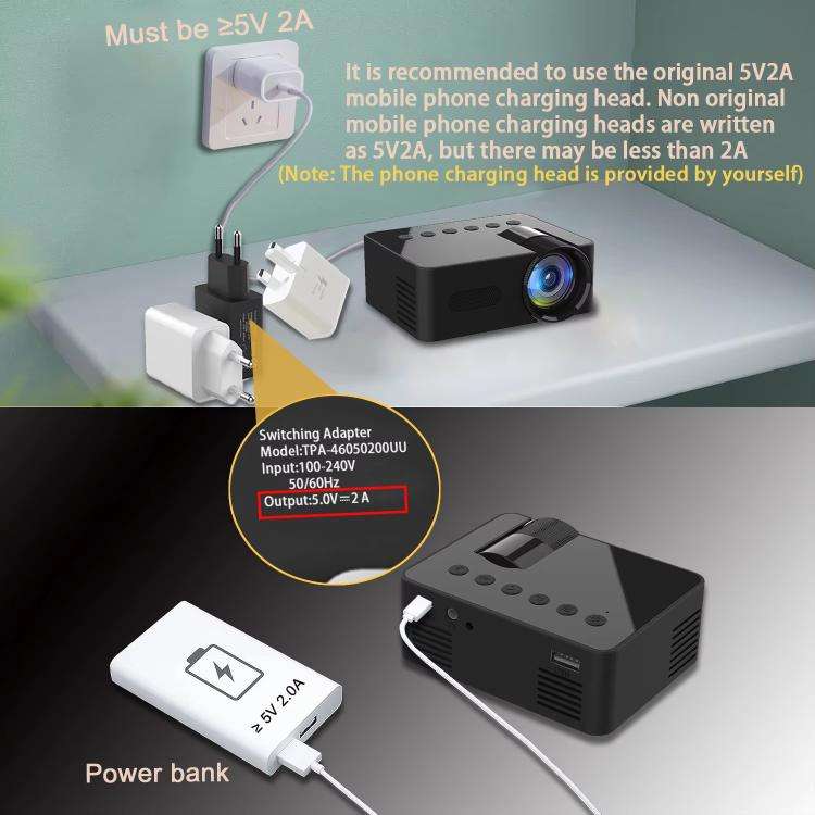 YT100 Suppor 1080P Mini Portable Projector WiFi Wireless Mirroring For IOS Android Smartphone(White)