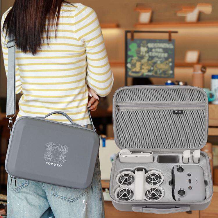 For DJI Neo Fly More Combo BKANO Storage Bag Hard Shell Shoulder Bag(Gray)