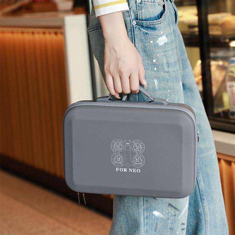 For DJI Neo Fly More Combo BKANO Storage Bag Hard Shell Shoulder Bag(Gray)