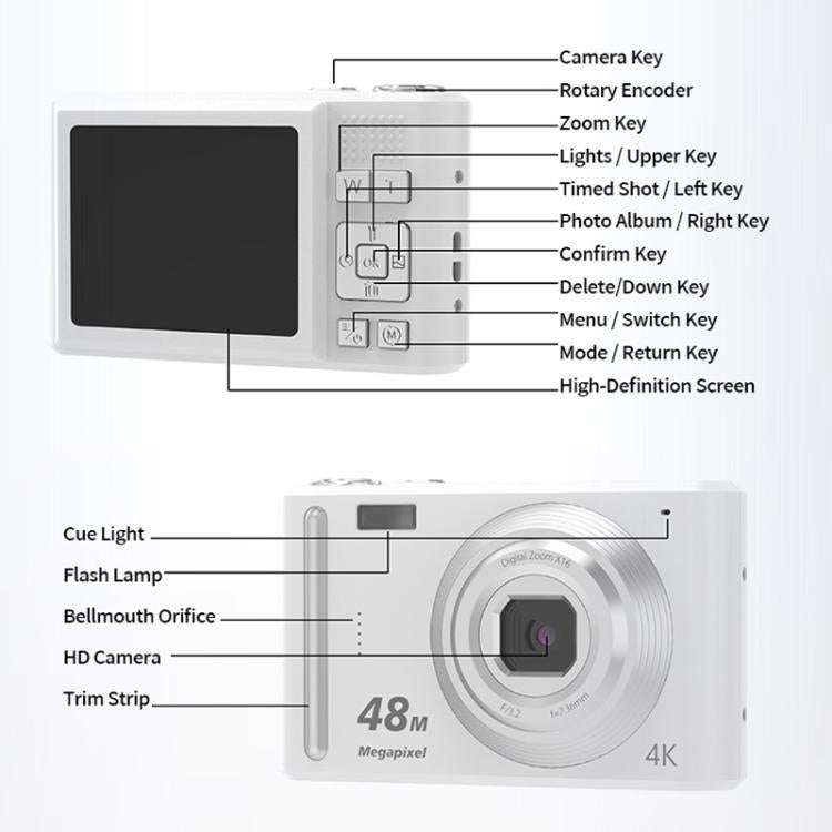 DC03H 2.4-Inch 16X Digital Zoom Electronic Image Stabilization 4K HD Digital Camera(Black)
