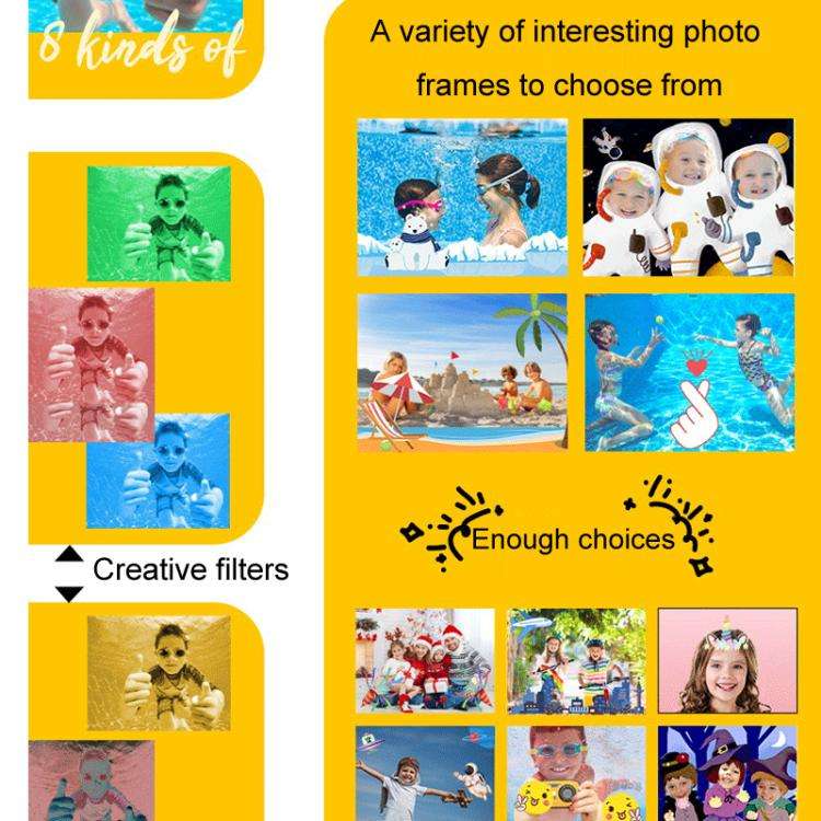 IP68 5m Waterproof Sports Digital Camera Kids Student DV Camera(Yellow)
