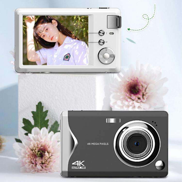 4K HD 3.0-Inch IPS Screen Autofocus HD Digital Camera Student DV Camera SLR(White)