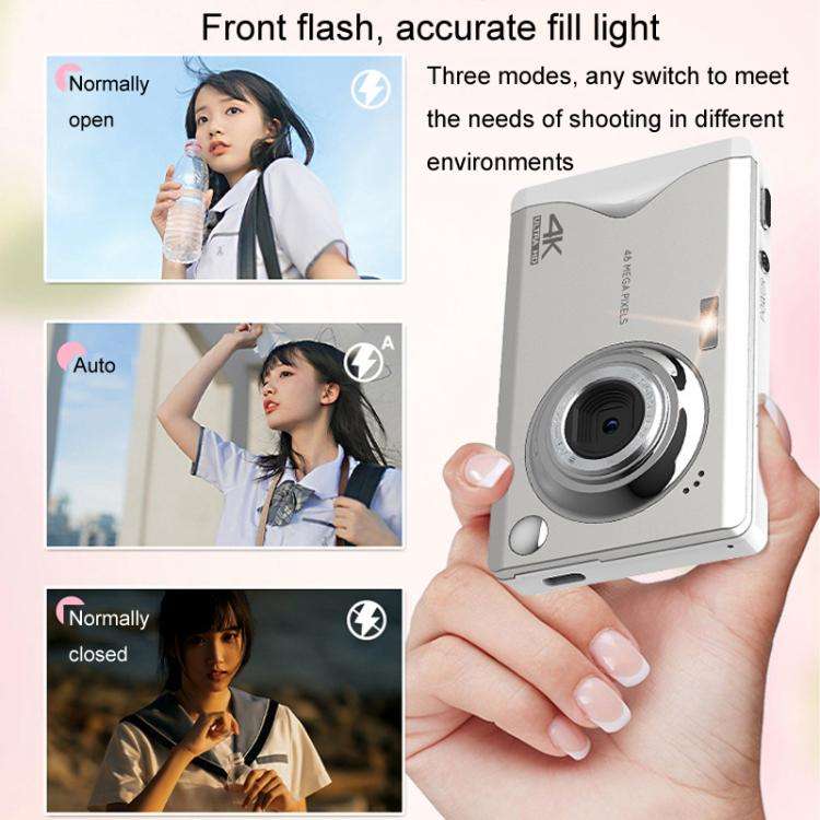 4K HD 3.0-Inch IPS Screen Autofocus HD Digital Camera Student DV Camera SLR(White)