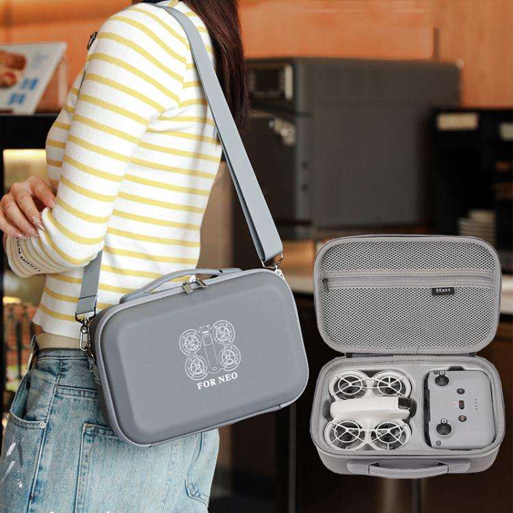 For DJI Neo BKANO NE-010 PU Storage Bag Hard Case Shoulder Bag(Gray)