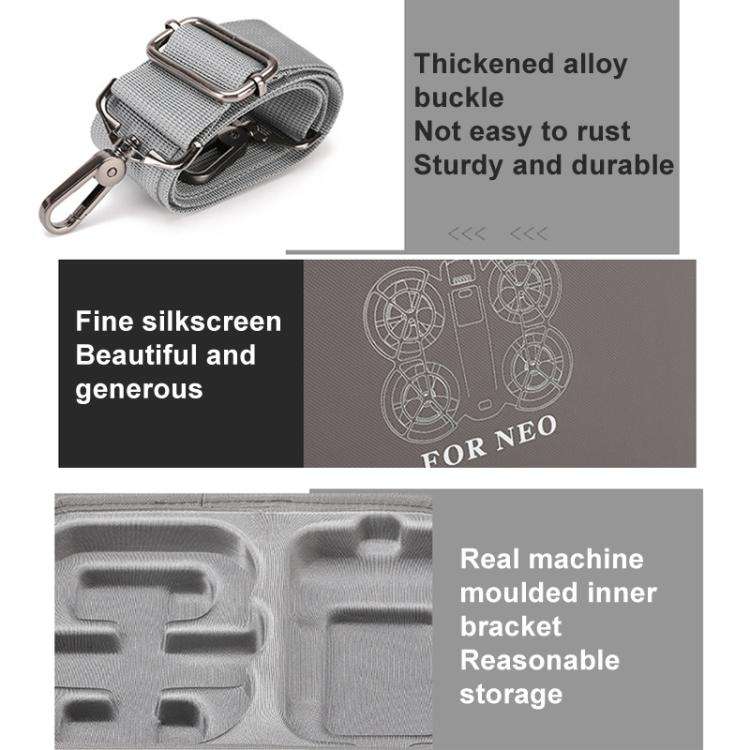 For DJI Neo BKANO NE-010 PU Storage Bag Hard Case Shoulder Bag(Gray)