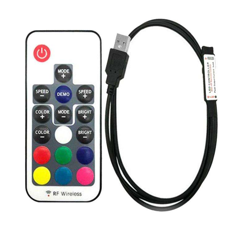 Intelligent RF Wireless Dimmable LED Strip Light Controller, Style: 17 Keys USB
