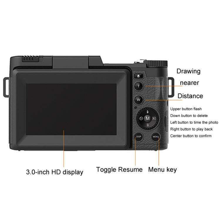 Micro SLR 5X Optical Zoom / 8X Digital Zoom Digital Camera 48MP HD Shooting VCR Photo Camera(Black)