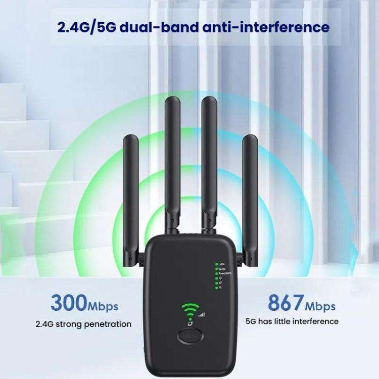 Urant U11 1200Mbps 2.4G&5.8G Wireless Repeater WiFi Signal Amplifier Support WPS Quick Setting US...