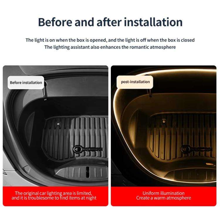 For Tesla Model 3 / Y Front Trunk Atmosphere Decorative Lights Welcome Light Bar(Warm Light)