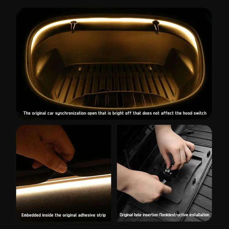 For Tesla Model 3 / Y Front Trunk Atmosphere Decorative Lights Welcome Light Bar(Warm Light)