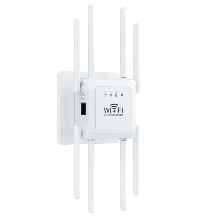 U18 300Mbps 2.4G Wireless Repeater WiFi Signal Amplifier With 8 Antennas EU Plug White