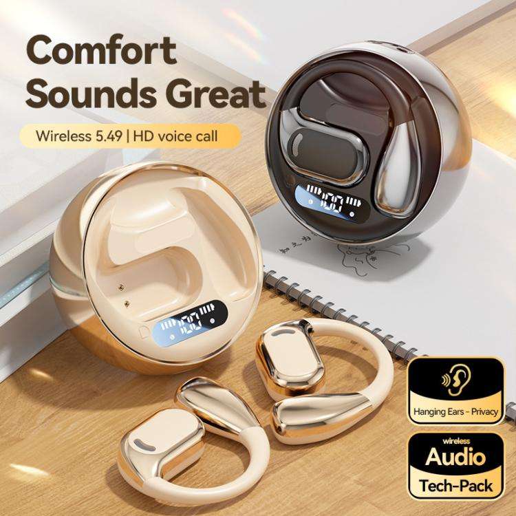M76 Intelligent AI Translation On-Ear Digital Display Bluetooth Earphone(Skin Color)