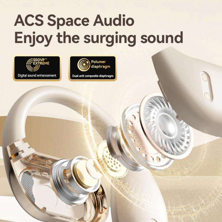 M76 Intelligent AI Translation On-Ear Digital Display Bluetooth Earphone(Skin Color)