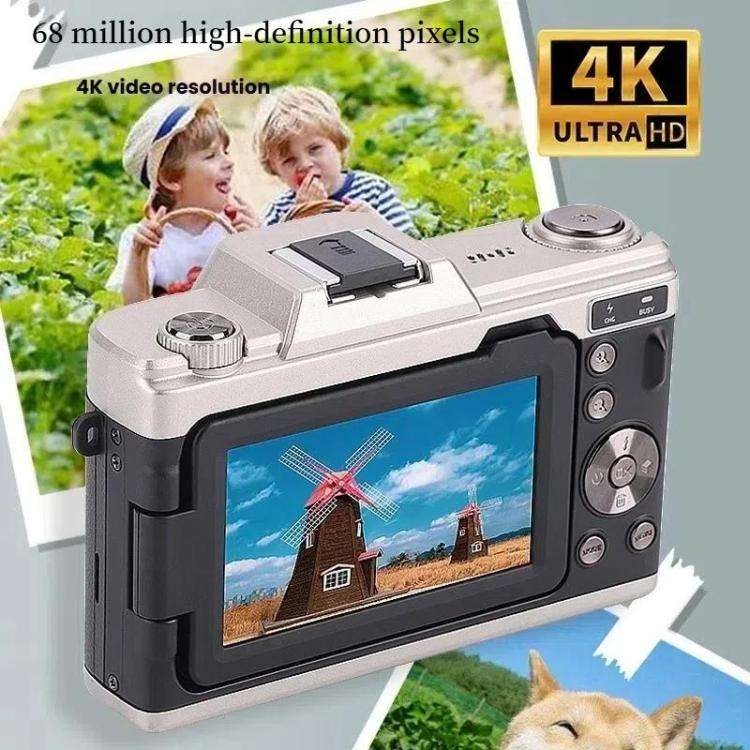 68MP Digital Camera Student CCD Travel Portable Retro Women Starter Flip Screen Card Camera(White...