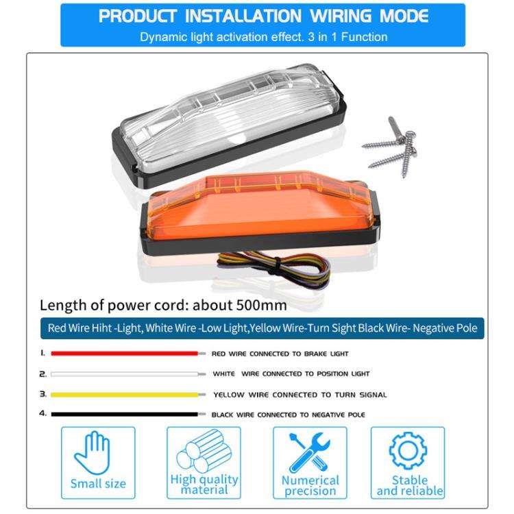 2pcs 28LED Bi-Color High Brake Tail Lights Turn Signal Lights For Sweeper / RV / Van / Truck Modi...
