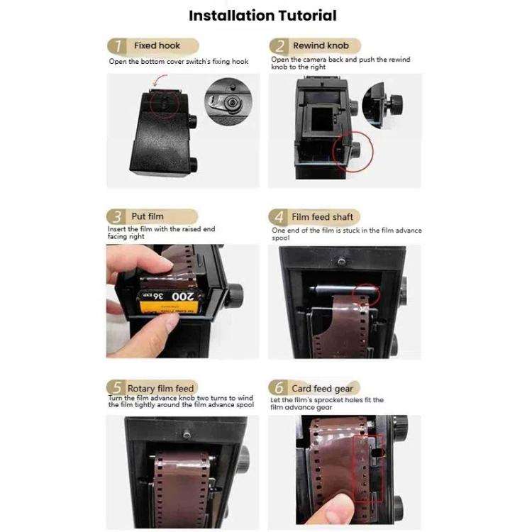 DIY Double Lens Assembly 35mm Film Camera Retro Nostalgic Double Reflection Film Camera(Black)