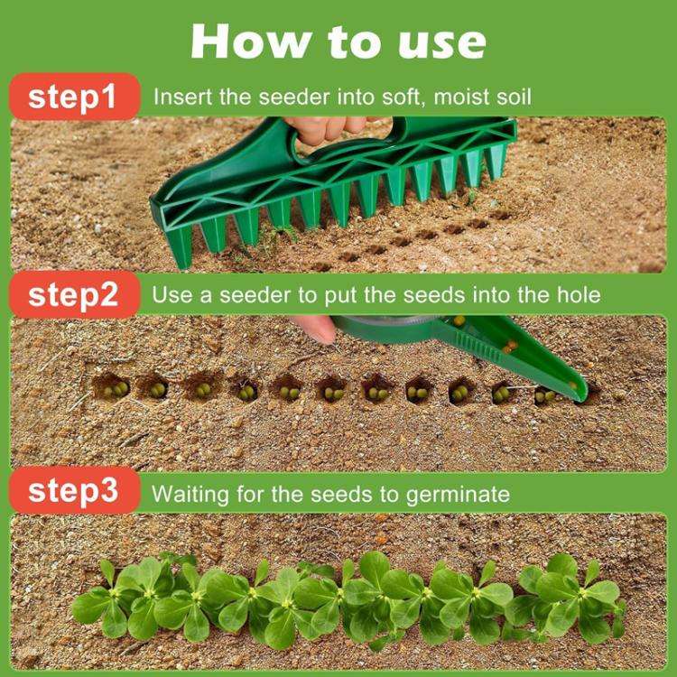 Seed Punch Soil Quick Punch Gardening Seed Spacing Tool Vegetable Plant Sowing Tool(Green)
