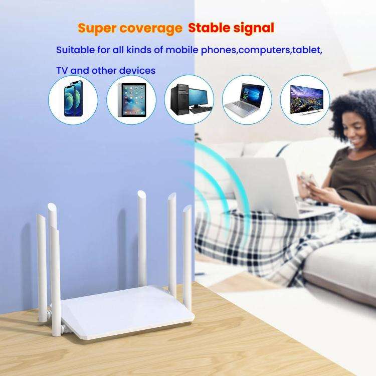 Urant 1200Mbps Wireless Router Supports AP Broadband Dial-up With 6x5dB Antenna US Plug