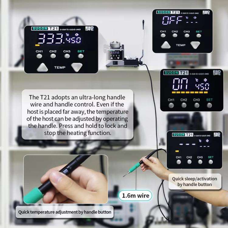 SUGON T21 Constant Temperature Soldering Station 120W High Power Soldering Iron With I/IS/K Tip N...