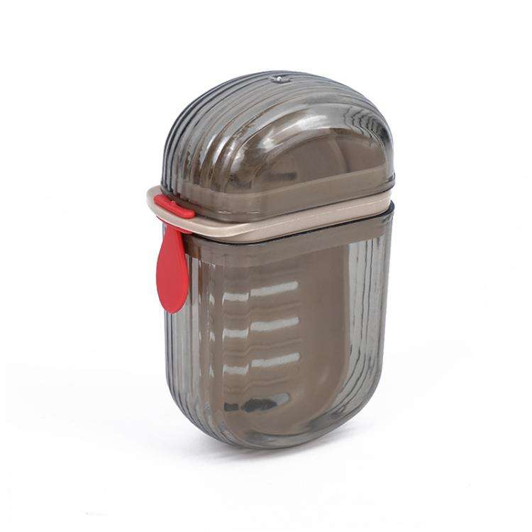 Portable Sealing Soap Box With Lid Double Drainable Travel Soap Case(Transparent Gray)