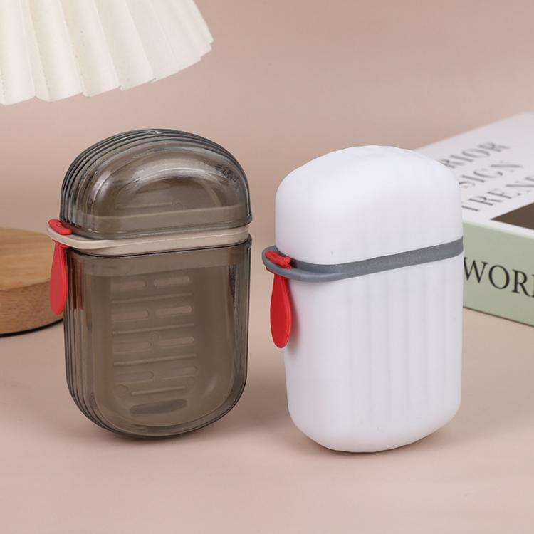 Portable Sealing Soap Box With Lid Double Drainable Travel Soap Case(Transparent Gray)