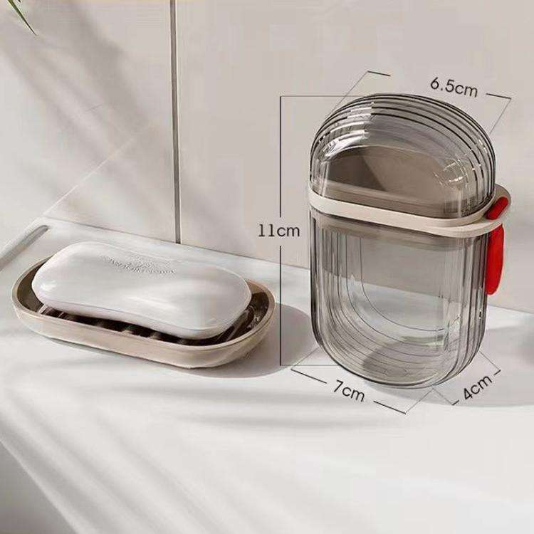 Portable Sealing Soap Box With Lid Double Drainable Travel Soap Case(Transparent Gray)