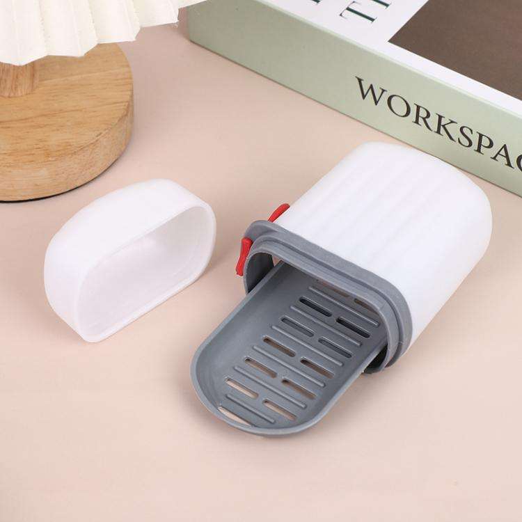 Portable Sealing Soap Box With Lid Double Drainable Travel Soap Case(Transparent Gray)