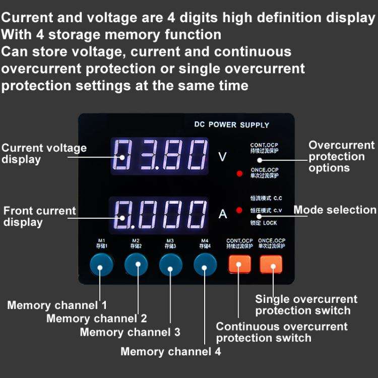 SUGON 3005D 4 Digital Display Power Supply Meter High Power Regulated Power Supply US Plug