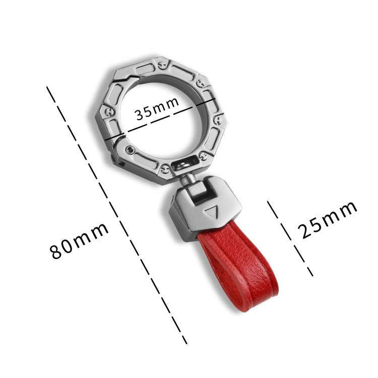 Hallmo Business Zinc Alloy Top-Layer Cowhide Key Chain Car Key Anti-Lost Pendant(Brown)